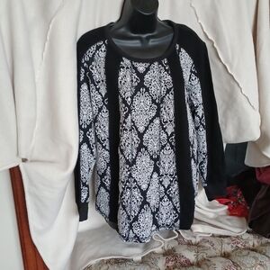 Ruff Hewn lightweight sweater, black & white, 1X